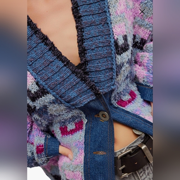 FREE PEOPLE bluebell cardi in blue M - Picture 4 of 4